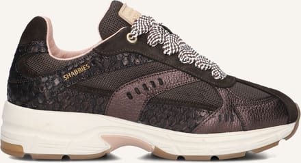 Shabbies Amsterdam - Celia Race Sneaker Mesh Donkerbruin - Maat 38