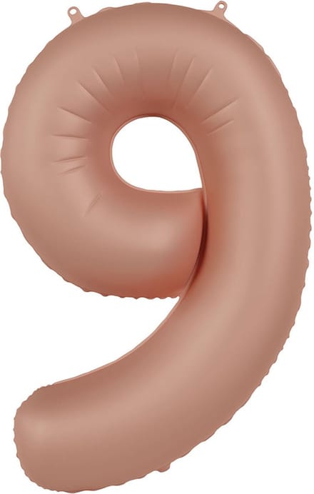 Folieballon Cijfer 9 - Vintage Rose - Ultra Matt - 86 cm