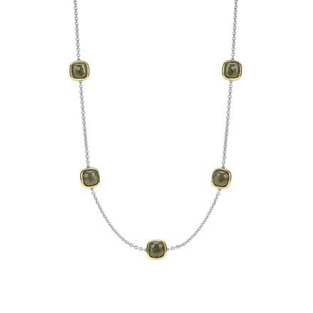 TI SENTO Dames Ketting - 925 zilver - Transparant kaki - Maat 42 - 34078KA