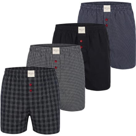 Phil & Co Heren Wijde Boxershorts Mulitpack 4-Pack Zwart - Maat M