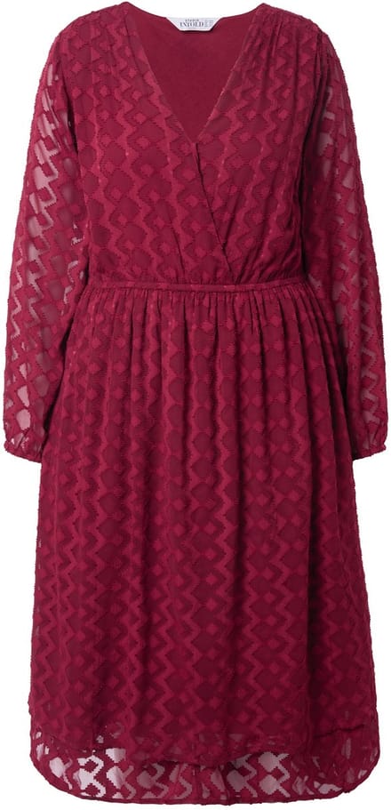 Studio Untold - Dames - Midi-jurk A-lijn chiffon met ruiten - Wijnrood - Maat 42+