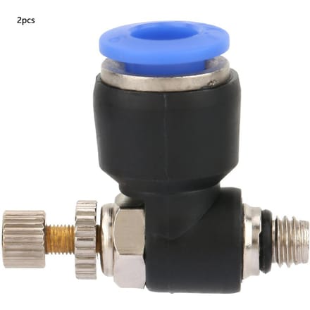 2 stuks Buis Luchtstroomsnelheidsregelaar Pijp Pneumatische Fitting Regelventiel(SL6 M5)