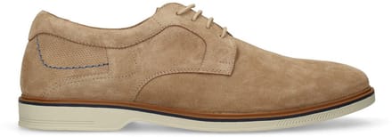 No Stress - Heren - Beige suède veterschoenen - Maat 44
