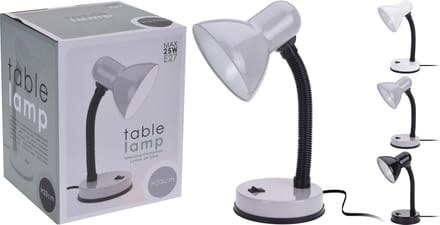 Tafellamp-bureaulamp-hoogte33 cm-25W/E27-wit-zwart