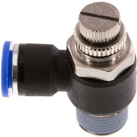 L-stuk Regelventiel 10 mm - R3/8'' Regeling-Uit Messing/Nylon