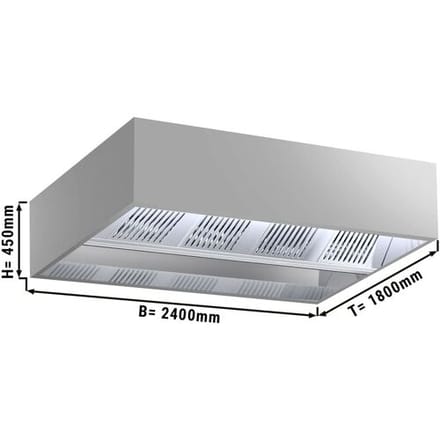 GGM Gastro Induktions-Deckenhaube - 2400mm - ohne Motor - mit Filter