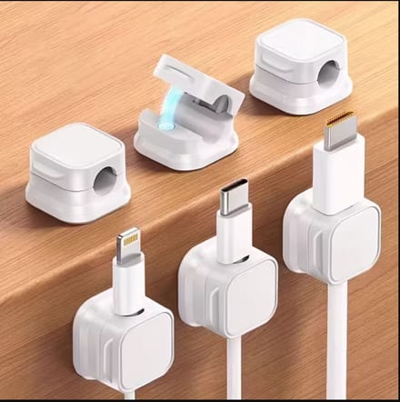 FOXLY® Magnetische Kabel Houder 6 stuks - Wit - Kabel Clips - Bureau Organizer - Zelfklevend - Kabel management