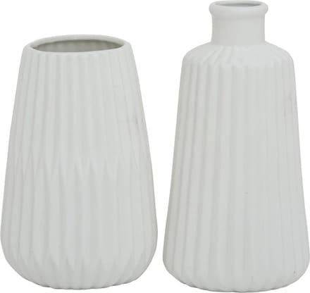 Boltze vaas, set (2 stuks), wit, hoogte van 17 cm.