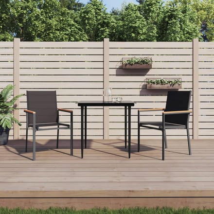 vidaXL - 3-delige - Tuinset - textileen - en - staal - zwart