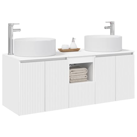 vidaXL - Badkamerkast - set - 3 - st - Wit - 129 - x - 44,5 - x - 80 - cm - Bewerkt - hout