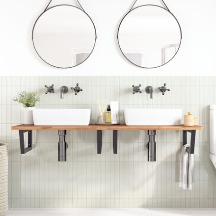 vidaXL - Badkamer - wandschap - staal - en - massief - beukenhout