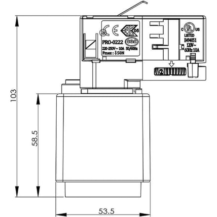 Deko Light 710024 D Line Steckdosenadapter 230V-railsysteemcomponenten Stroomrail 3-fasig Wit