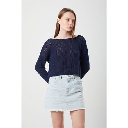 Gehaakt Crop Top met Boot-Hals