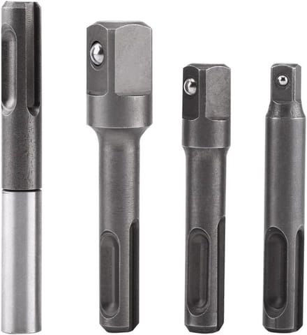 SnelShoppen - 4PCS SDS Plus Shank naar 1/4" Hex Socket Adapter + 1/4" 3/8" 1/2" Vierkante Boor Verlengconnector voor Boormachines en Boorbits
