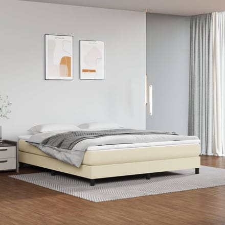 vidaXL - Boxspring - bed - kunstleer - crèmekleurig - 160x200 - cm