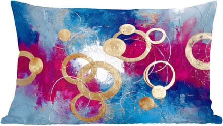 Sierkussens - Kussentjes Woonkamer - 50x30 cm - Cirkels - Goud - Abstract