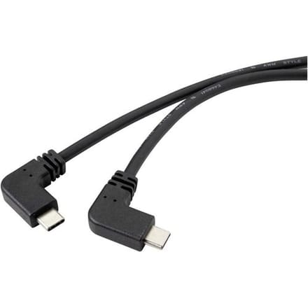 Renkforce RF-4633064 USB-kabel USB 3.2 Gen2 USB-C stekker, USB-C stekker 1.20 m Zwart 90° haaks naar links