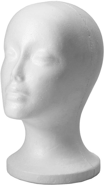 Etalagepopkop Schuim - Pruik Hoofd Model - Pruiken Presenteren - Lichtgewicht Polystyreen - 27.5 cm Hoogte - Wit