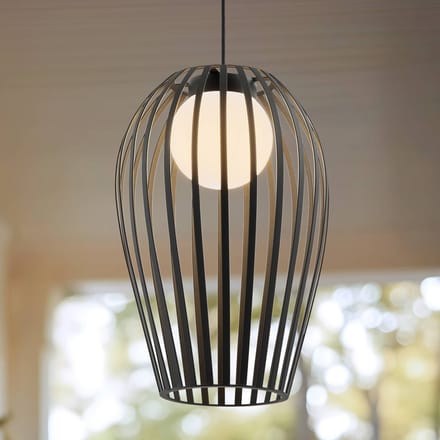 Lucande - Hanglampen buiten - 1licht - Metaal, acryl - H: 46 cm - E27 - zwart, wit