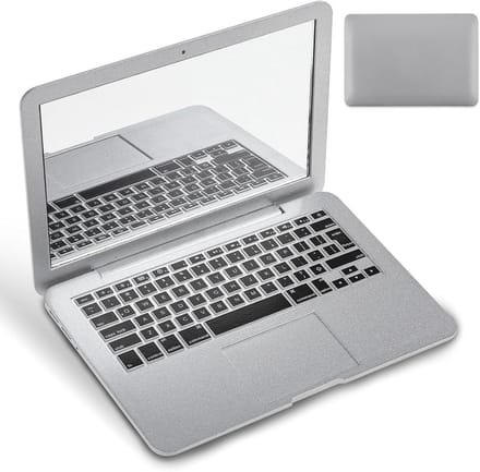 Cat Toy Laptop - Mini Mirror - Small Computer Mirror - Makeup Mirror - Fake Top for Doll House Decoration - Silver