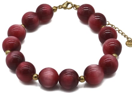 Armband - RVS en acryl kralen - paars - dames