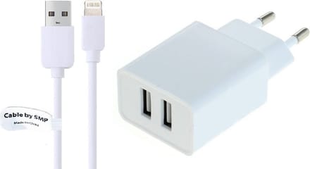 OneOne 2.4A lader met 2 poorten + 3,0m OneOne Lightning kabel. Universele oplader adapter past op Apple iPhone XR, iPhone XS, iPhone XS Max, iPhone 10, iPhone 11, iPhone 11 Pro, iPhone 11Pro Max, iPhone 12, iPhone 12 Mini, iPhone 12 Pro