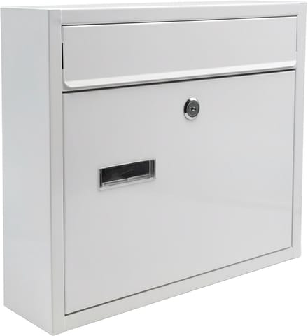 Brievenbus met slot - 31 x 36 x 10 cm - metaal - wit