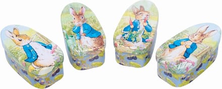 Blikje Peter Rabbit ovaal 4 ass. 5,5x4x10,5cm