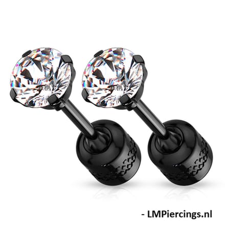 Oorbellen 2-zijdig te dragen 0.8x3 - zwart - LMPiercings