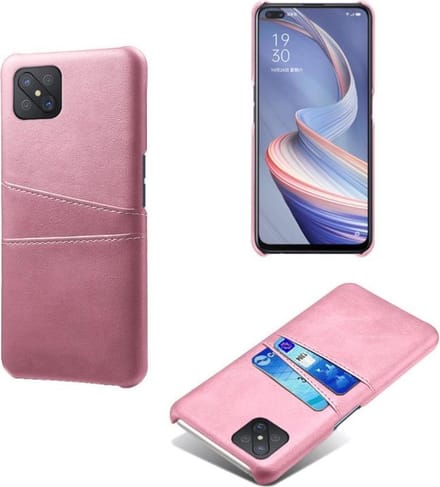 Back Cover met Opbergvakjes + PMMA Screenprotector voor OPPO Reno4 Z 5G _ Roze Goud