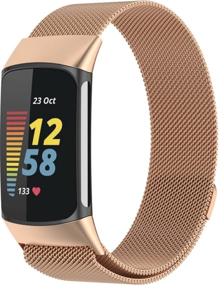 Milanees bandje - geschikt voor Fitbit Charge 5 / Charge 6 - rosegoud