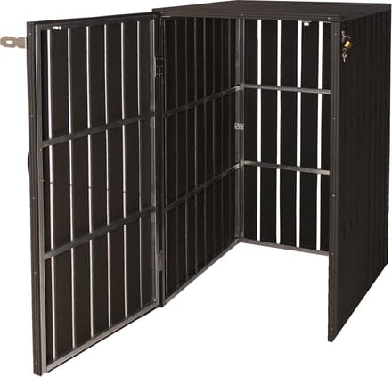 XL 1/2 WPC afvalbakdeksel MCW-J28, afvalbak, metaal houtlook, uitschuifbaar ~ antraciet