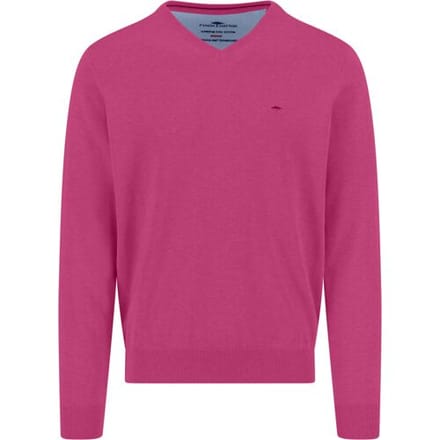 Fynch-Hatton Trui Solid Color Superfine 3-Ply Cotton V-Neck Malaga / male