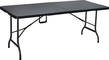 ERRO Tuintafel – Campingtafel – Inklapbare Tafel – Luxe Zwart Wicker Design – 180 x 74 cm