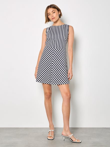 Mini-jurk van gestreept jersey