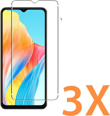 Glasplaatje Geschikt voor: OPPO A58 5G - 3x Screenprotector - screen protector - glas - bescherm - beschermglas