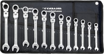 Ratchet spanner set - 12 piece with hinge - 8-19 mm