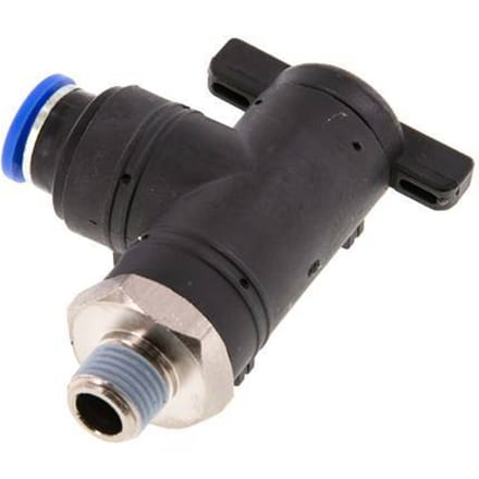 10 mm - R1/4'' Kunststof/Messing L-stuk 2-Weg Kogelkraan