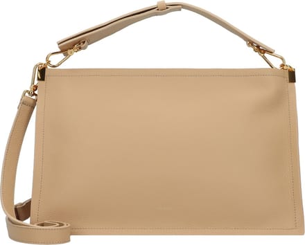 COCCINELLE Leren Handtas Schoudertas Snip Handbag Double Grainy Leather Fre. Beige / Sunri
