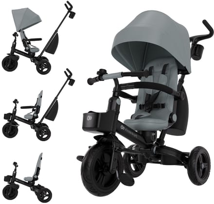 Kinderkraft AVEO 2 PLUS - Driewieler - 360° Draaibare Zitting - Grijs