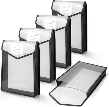 Set van 5 A4 Documentmappen met Perforatie, Labels en Drukknopen voor Documentorganisatie en Bescherming