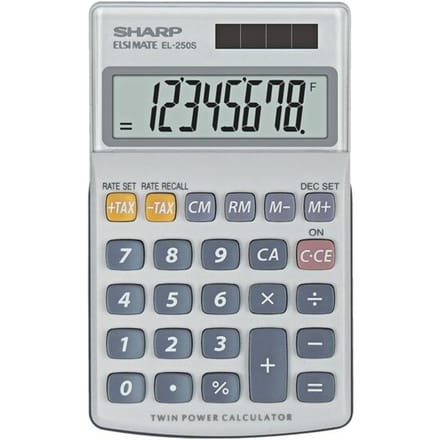 Sharp rekenmachine - grijs - 8 digit - 1x LR54 batterij