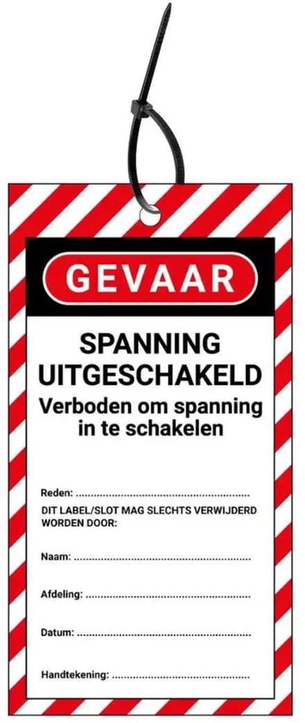 LOTO tags spanning uitgeschakeld NL - 10 stuks - inclusief tiewraps