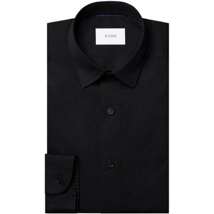 Eton Overhemd Organic Cotton Soft Garment Washed Twill Zwart / male
