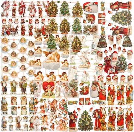 Vintage plaatjes, kerstmis, vel 16,5x23,5 cm, 30 vel/ 1 doos