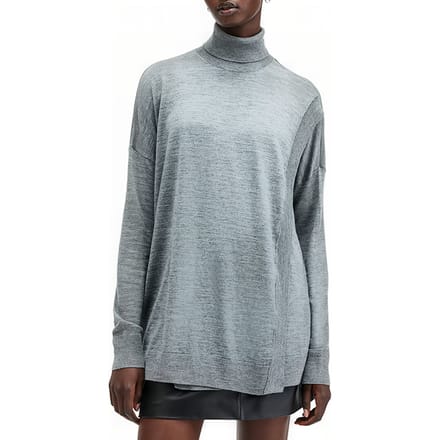 AllSaints Bern Wrap Jumper Grey Marl Maat: S | Gebreide Truien Outlet | Dames | Grijs