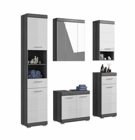 Scout badkamercombinatie wit hoogglans MDF TZ rookzilver NB - 34x164x191cm