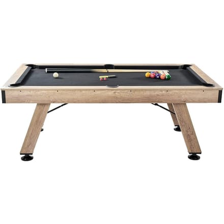 Table de Billard, Table de Billard 7 pieds, Pieds Réglables Table de Billard Stable, Ensemble de Table de Billard Comprend Boules, Queues, Craies et Brosse, Couleur Bois avec Noir