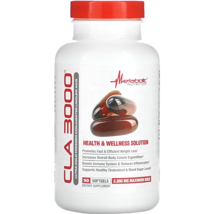 Metabolic Nutrition, CLA 3000, 3.000mg, 90 zachte capsules (1.000 mg per softgel)