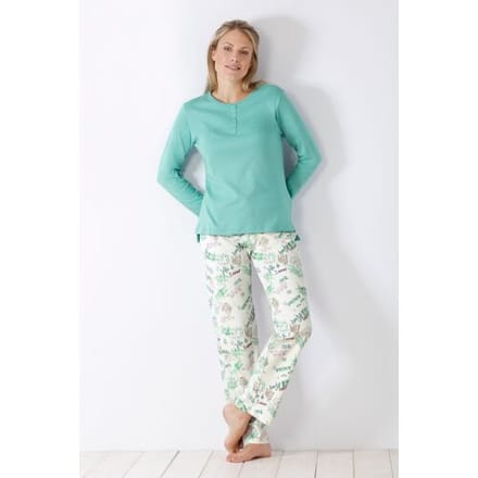 Turquoise Paris dames pyjama Hajo - Blauw - Maat - 52/54